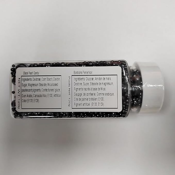 Black Sprinkles Edible Sugar Pearls for Cakes Baking Candy Pearl Halloween Christmas Birthday Cupcake Sprinkles and Decorations Cookie Cake Toppers