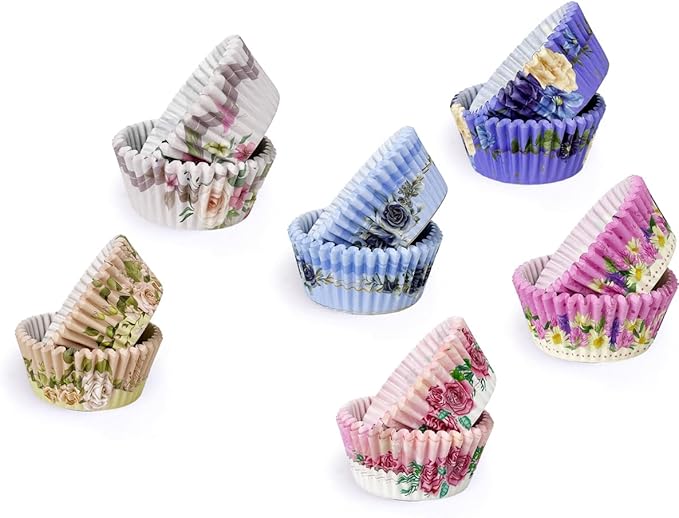 QiQee Mother's Day Jumbo Cupcake Liners - 300PCS Gradient Cupcake Cups with 6 Designs - Large Size