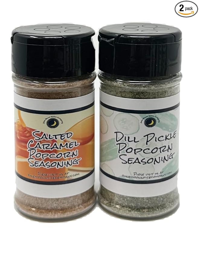 Premium | POPCORN SEASONINGS | 2 Pack | Dill Pickle | Salted Caramel | Crafted in Small Batches | This duo delivers bold, contrasting flavors that will make your popcorn pop off in the best way.