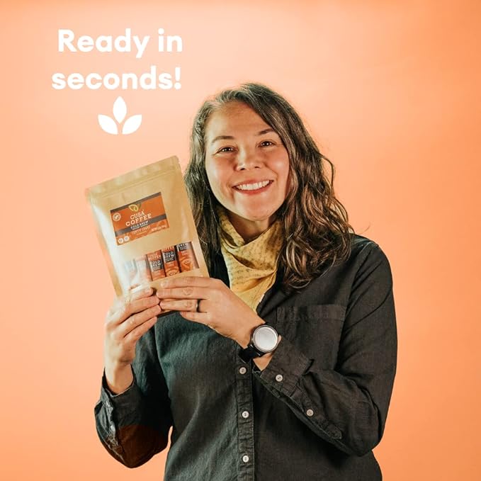 Cusa Tea & Coffee, Dirty Chai Cold Brew. Premium Instant Coffee, Rainforest Alliance Certified Arabica Beans. Drink Mix Packets Ready in Seconds, Makes Hot or Iced Coffee (30 Servings)
