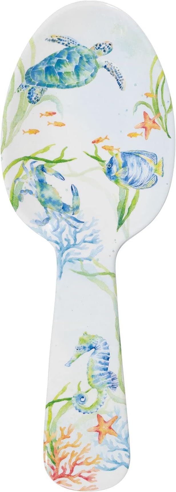 UPware Sea Life Serenade Melamine Salad Servers, Serving Utensil Set, Includes Serving Fork and Spoon for Tossing Salad, Pasta, Multicolor, 10.75 Inch, Set of 2