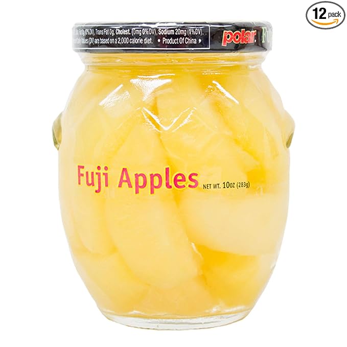 MW Polar Fuji Apple in Light Syrup, glass jar 10oz (Pack of 12)