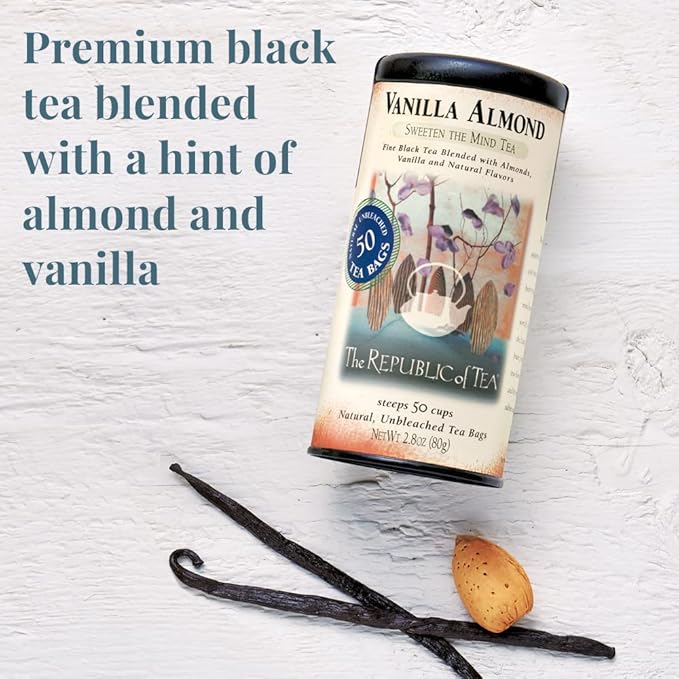 The Republic of Tea ??Vanilla Almond Black Tea Super Refill, 100 Tea Bags, Naturally Caffeinated