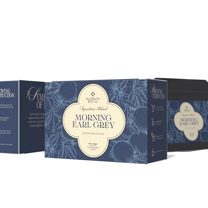 BLOSSOM RITUAL Morning Earl Grey β Loose Leaf Quality β Organic Bergamot Extract β Natural Based Pyramid Tea Bags β 20 Counts β Energizing Breakfast Blend| 2.65oz