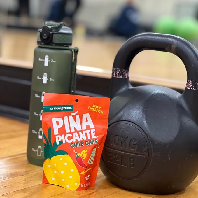 Crispy Green Pi챰a Picante, Double Chili Dried Pineapple, Healthy Real Fruit Snacks, 12 Bags, 1.76 Ounces each