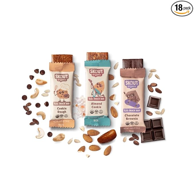 Skout Organic Dessert Inspired Kids Snack Bar Variety Pack (18 Pack) | Organic Kids Snack Bars | School Snacks & Lunch Snacks | Vegan & Paleo | Gluten, Dairy, Grain Free??,<div>