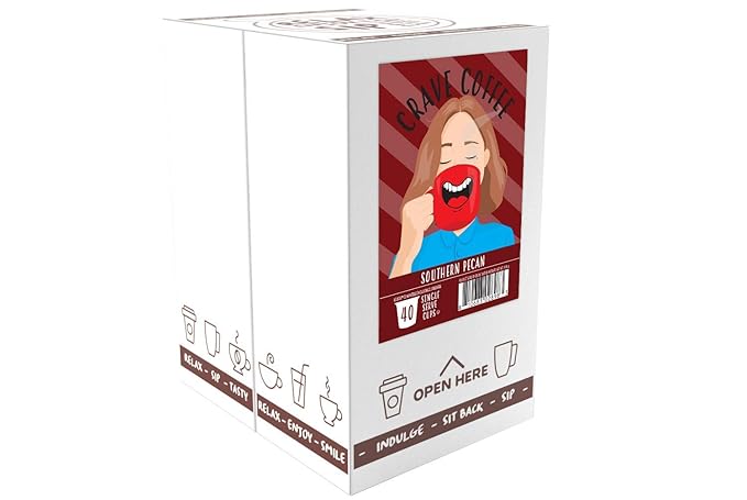 Crave Beverages Flavored Coffee Pods, Compatible with 2 K-Cup Brewers, Southern Pecan, 40 Count