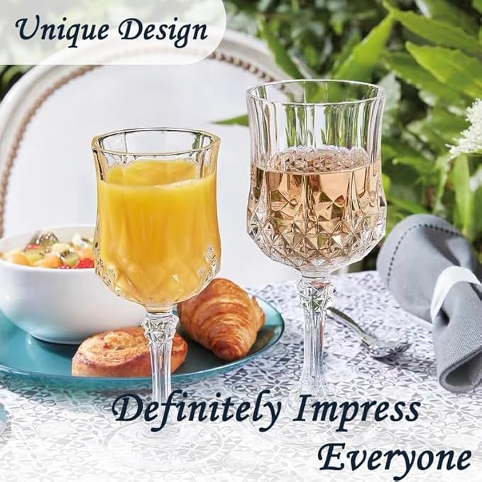 Plastic Wine Glasses,Plastic Goblets Vintage Style Cordial Drinking Glasses for Wedding Reception, Grand Event Party Supplies (48, transparent)