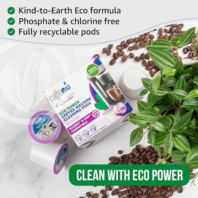 Keurig Compatible Cleaning Pods. 8 Rinse Pods Cleaner Kit. Eco Friendly, Removes Stale Coffee Residue & Stains. Keurig 1.0 & 2.0 Coffee Makers.