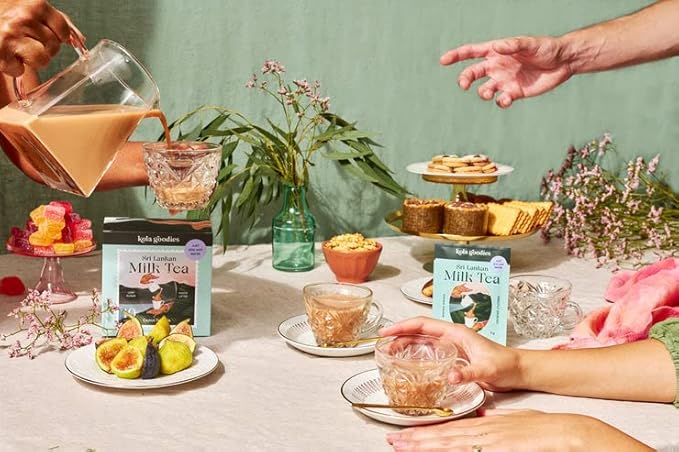 Kola Goodies Lazy Girl Tea ??Instant Sri Lankan Milk Tea Powder with Ceylon Loose Leaf Tea, Monk Fruit, Coconut Sugar ??Low Caffeine Chai Latte Mix ??No Refined Sugar ??10 Sachets