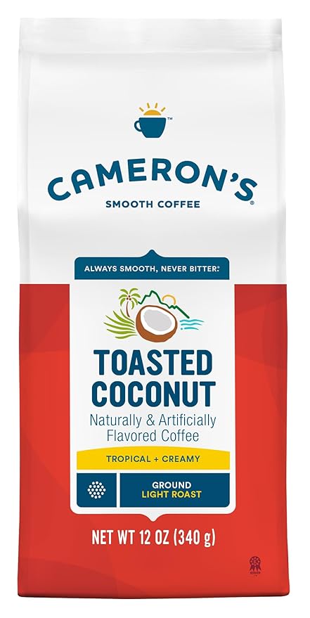 Cameron's Coffee Roasted Ground Coffee Bag, Toasted Coconut Flavored, 12 Ounce, (Pack of 6)
