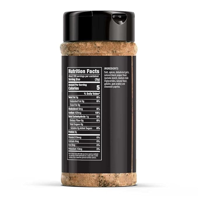 Kosmos Q The Best Classic Steak Seasoning Rub, Garlic Pepper & Paprika BBQ Meat Dry Rub for Prime Rib, Pork Tenderloin, Chicken, French Fries, Ribs & More, Steak Rub & Beef Seasoning, 13.4 oz Shaker