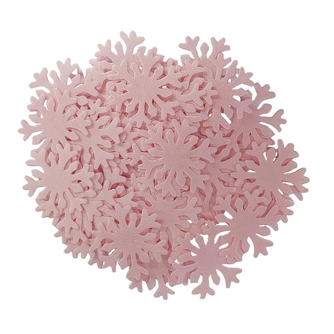 50Pcs Pink Edible Cake Cupcake Toppers Snowflakes Christmas Winter Frozen Party Decoration