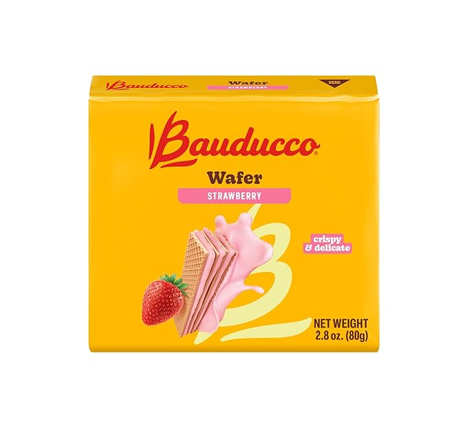 Bauducco Wafer Cookies, Strawberry, 28 oz (Pack of 10) - Crispy Layered Wafers with Rich Strawberry Cream Filling - Indulgent Sweet Snacks, Desserts & Treats - Individually Wrapped