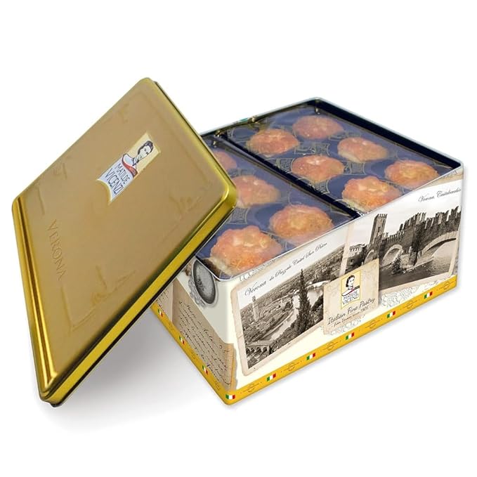 Matilde Vicenzi Verona Cookie Tin - Gourmet Italian Cookies Assortment in Individually Wrapped Trays - Pastries & Bakery Dessert Gifts for Mothers, Fathers Day - Puff Pastry, Assorted Cookies in Italian Design Gift Tin 27oz (765g)