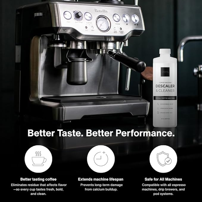 CREMA Coffee Products ??Coffee Machine Descaler & Cleaner ??Compatible with All Machines ??16 fl oz (4 Uses)