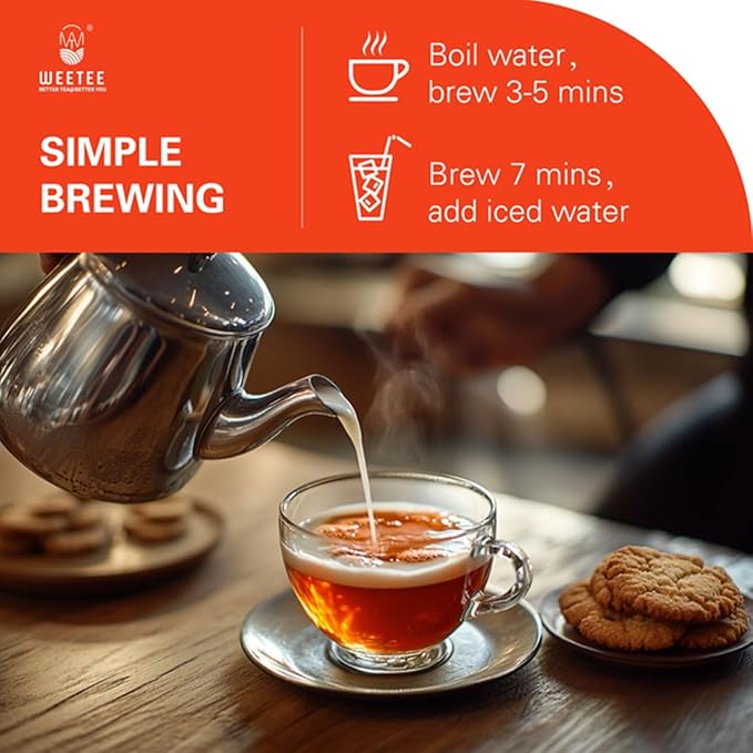 WT WEETEE Organic Black Tea Loose Leaf, 110+ Cups, Made of Flowery Orange Pekoe Black Tea Leaves, No Bitter & Rich Flavor, Premium Loose Leaf Black 228g /8oz