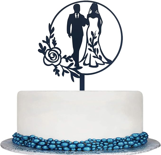Wedding Cake Toppers Bride and Groom Black Color Acrylic Silhouette Wedding Anniverary Party Engagement Decoration