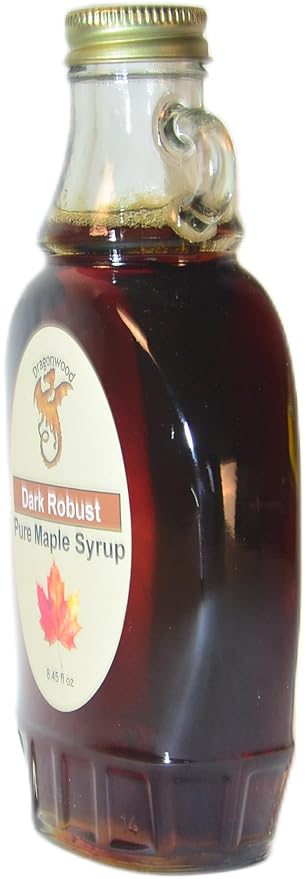 Pure Maple Syrup - Dark Color And Robust Taste Grade - For Pancakes and Waffles - By Dragonwood (8 fl oz)