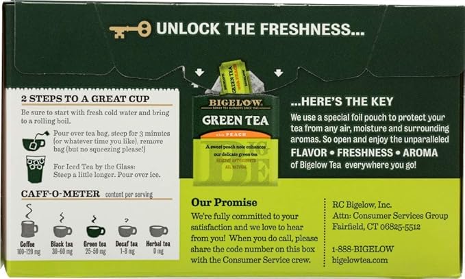 Bigelow Tea, 20 Bags - Green Peach (3 Pack)