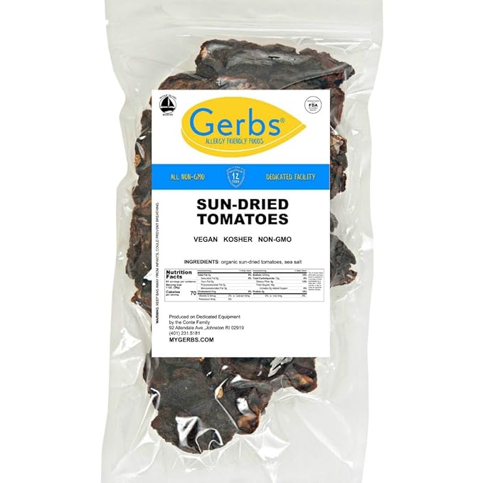 Gerbs Sun Dried Tomatoes 4 lbs. | Sea Salted, Dehydrated, Unsulfured, Resealable Bag | Rich Umami Flavor, Great for Salads & Charcuterie | Top 14 Allergen-Free