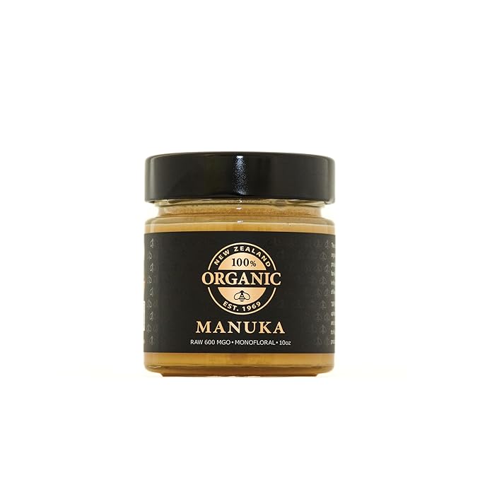 100 ORGANIC NEW ZEALAND Raw Manuka Honey 600MGO 10oz glass jar, Hive to Hand, Superfood, independently certified, Non-GMO
