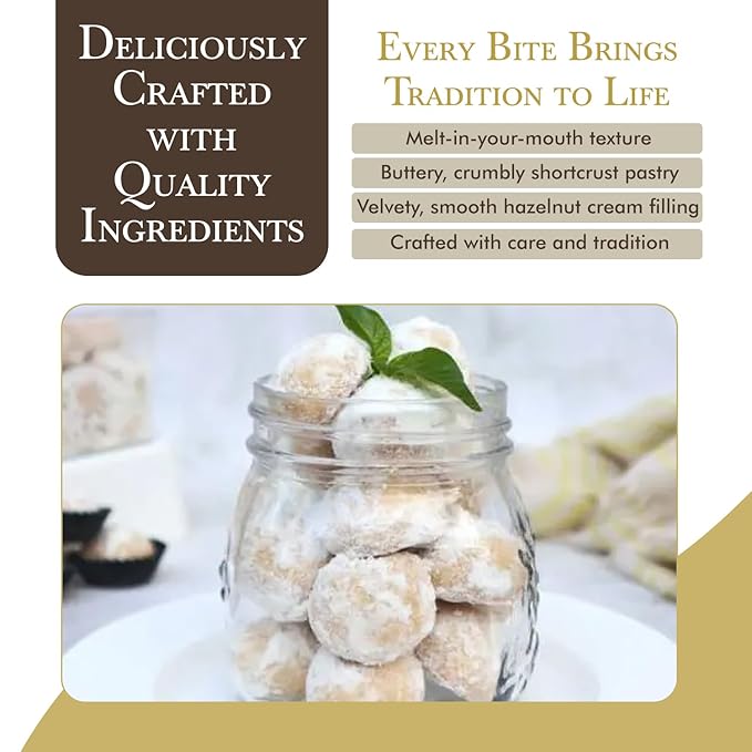 Fratelli Fiori Biancaneve Snow White Soft Cookies - Luxurious Italian Dessert with Rich Hazelnut Filling - Buttery Shortcrust Pastry Ideal for Festive Occasions & Gifts - 2-Pack