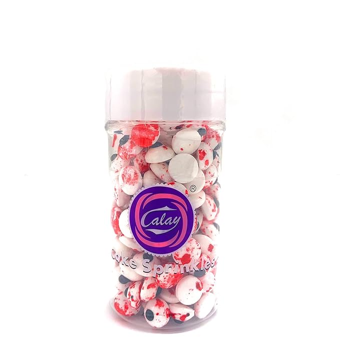 Weraru Small Candy Bloody Red Eyeballs Eye Ball Sweets Cake Cupcake Toppers Cookie Dessert Sprinkles Decorations for Christmas Halloween Birthday Party Supplies 3.4 Ounce