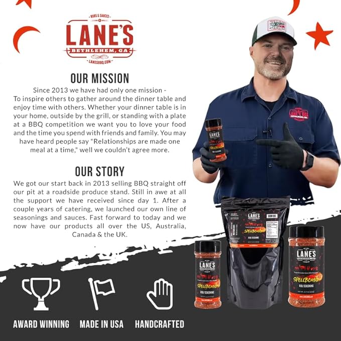Lane's Spellbound Hot Sweet and Spicy Pork Rub Seasoning, All-Natural Butt Rub Seasoning, Rib Rubs for Smoking and Grilling, Made in USA, 2 Lbs