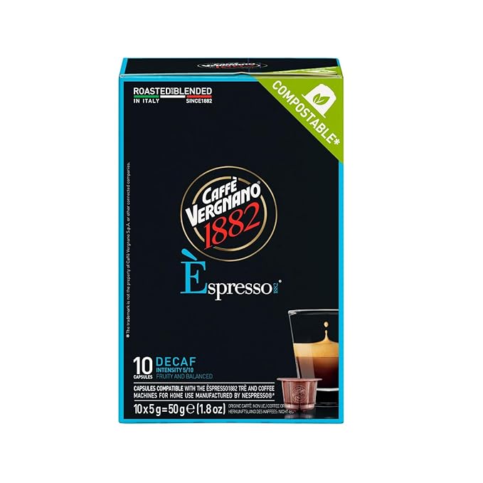 Caffe' Vergnano Decaf Medium Roast Espresso Original Line Machine Compatible Capsules - Arabica Robusta Espresso Coffee, Italian Coffee Machines, Intensity 5/10 - Decaffeinato, 120 Ct