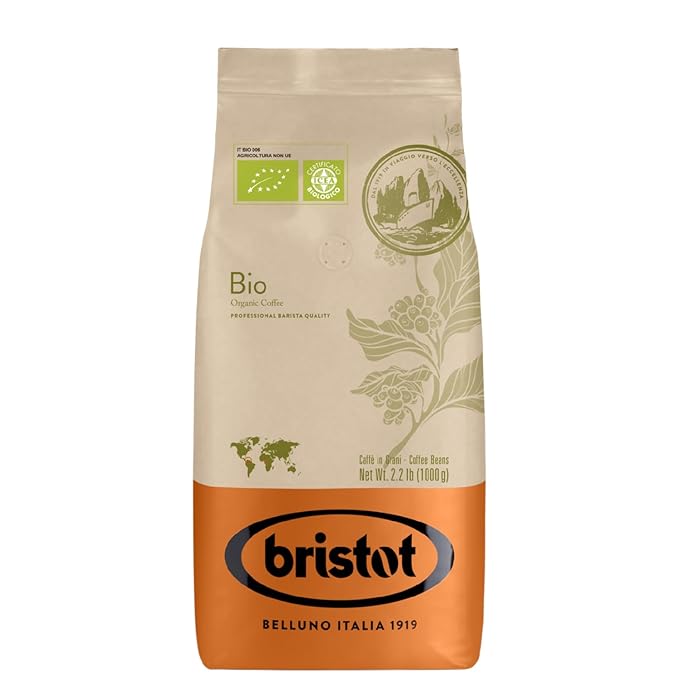 Bristot Organic Italian Coffee Beans ??Medium Roast Whole Espresso Beans ??Fair Trade Certified ??Smooth & Balanced Flavor ??2.2 lb (1kg) ??Roasted in Italy