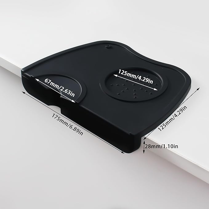 Espresso Tamping Mat, Silicone Coffee Tamper Mat with Corner Edge Tamp Support Station for Countertop, Barista Tools, Espresso Accessories, Medium, Black