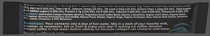 Sleep Boost with Kava Organic mushroom Instant Coffee - 10 x 9g Packets - Healthy Coffee alternative and Substitute - With Collagen, Lions Mane and Antioxidants