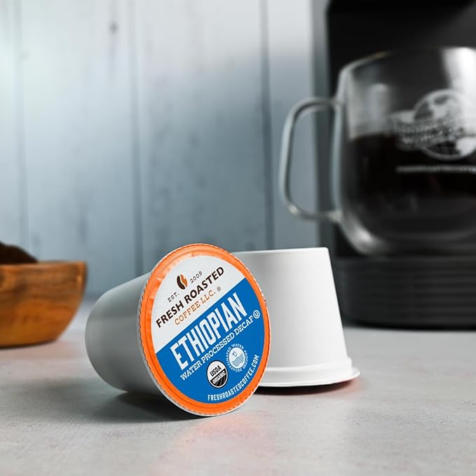 Fresh Roasted Coffee, Organic Water-Processed Decaf Variety Pack | USDA Organic, Kosher | K-Cup Compatible, 96 Pods
