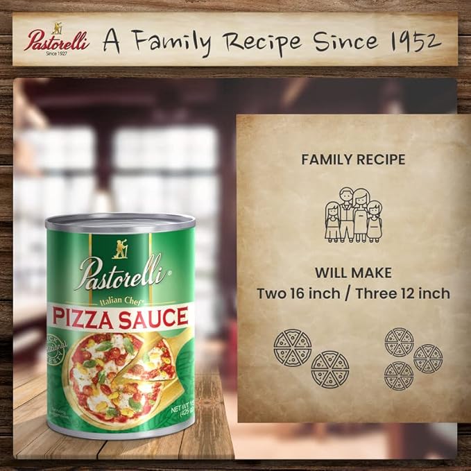 Pastorelli Pizza Sauce, Original Authentic Italian Pizza Sauce with Extra Virgin Olive Oil and Pecorino Romano Cheese Shredded, Since 1952 Family Pizza Sauce Recipe, 15 Ounce, 3-Pack
