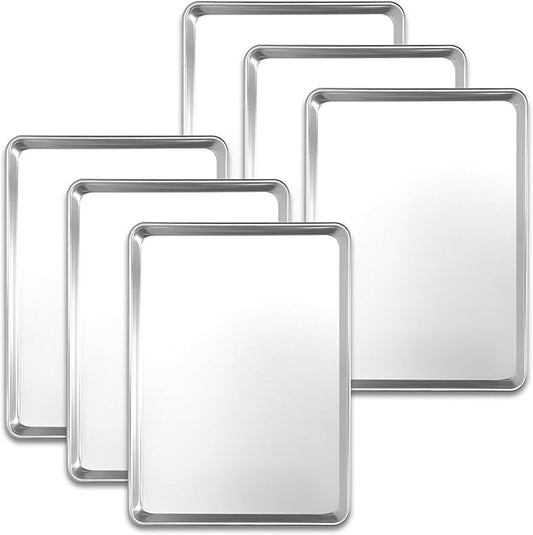 6 Pack Large Size Baking Sheet Pans, Aluminum Commercial Cookie Sheets Non-Stick, 21"x15"