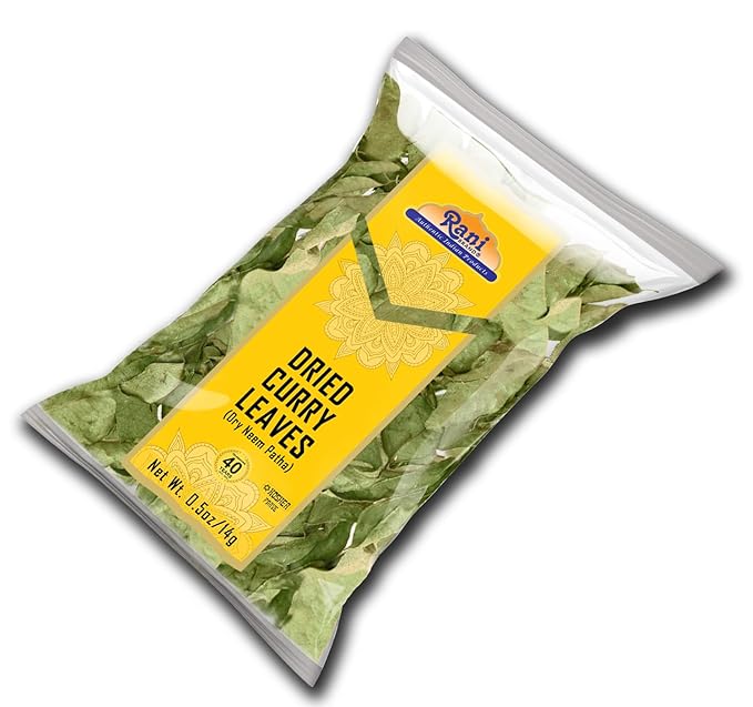 Rani Dried Curry Whole Leaves (Kari Neem Patha) Indian Spice 0.5oz (14g) ~ Non-irradiated | All Natural | Vegan | Gluten Friendly | NON-GMO | Product of USA