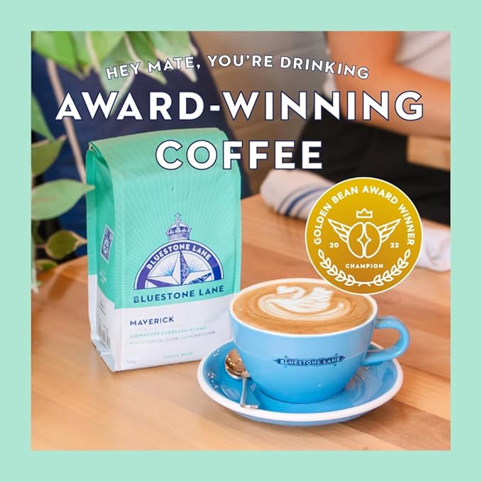 Bluestone Lane Coffee Beans, Maverick Espresso, Medium Roast, Whole Bean, 12 Ounce Bag