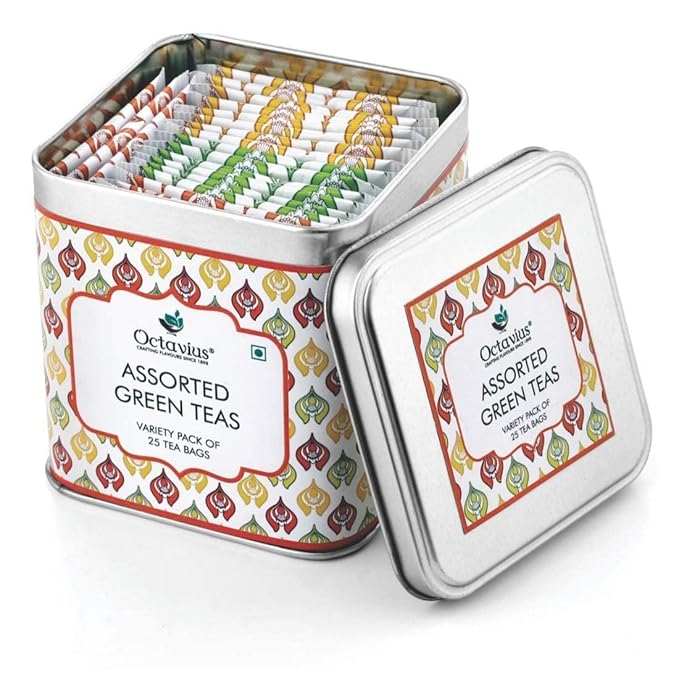 Octavius Tea Variety Pack ??25 Teabags | 3 Assorted Green Teas | Premium Green Tea Sampler | Refreshing & Healthy Tea Pack | Pack of 1