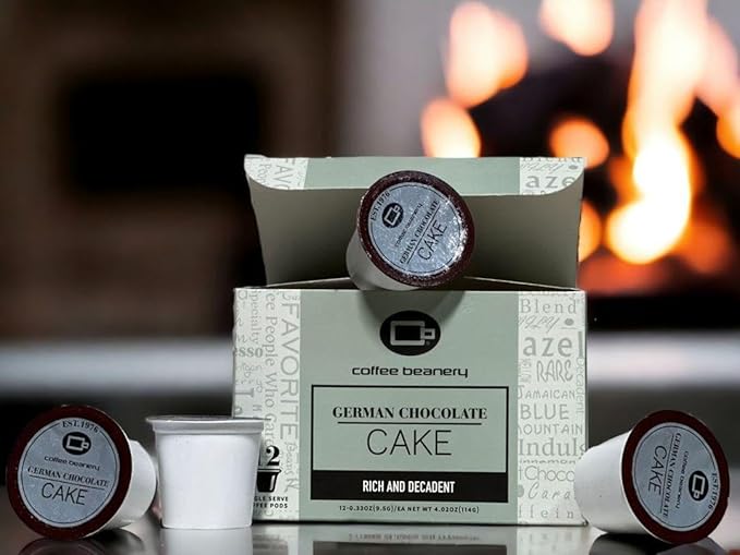 Coffee Beanery German Chocolate Cake Coffee Pods | 12ct Medium Roast Flavored Pods | 100% Specialty Arabica | Gourmet