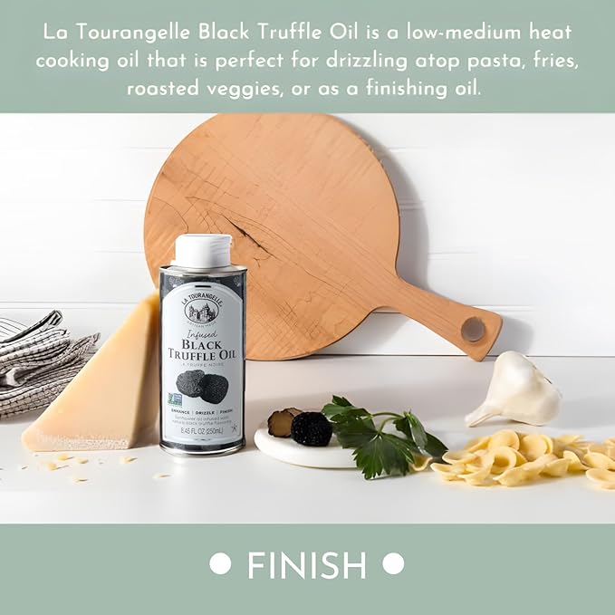 La Tourangelle, Black Truffle Oil, Complex Gourmet Earthy Flavor for Drizzling over Pasta, Popcorn, Vegetables, Potatoes, Soup and More, 8.45 Fl Oz