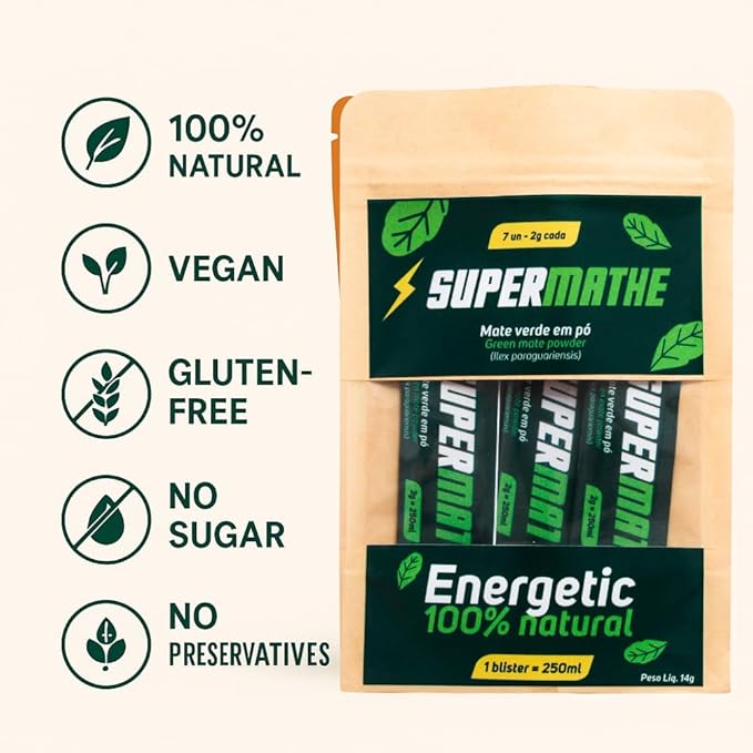 SuperMathe Yerba Mate Powder ??4-Pack (7 Blisters Each, 28 Total) ??Single-Serve Blister Packs ??Original Green Mate Flavor