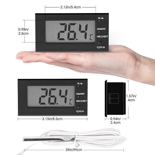 Digital Oven Thermometer -58°F to 572°F/-50°C-300°C, Thermometer with Probe, High Low Temperature Alarm, LCD, Celsius/Fahrenheit LXSZRPH (Black)