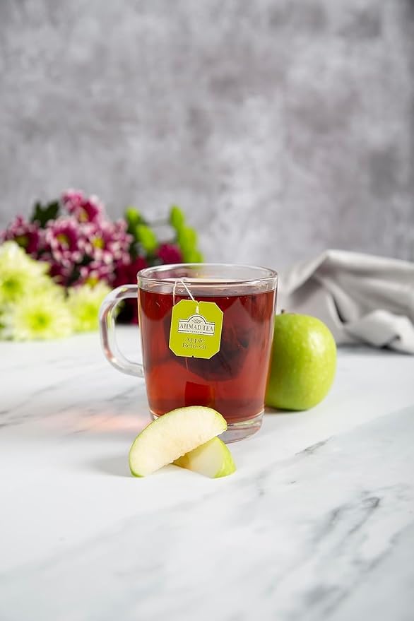 Ahmad Tea Black Tea, Apple Refresh Teabags, 20 ct (Pack of 1) - Caffeinated & Sugar-Free