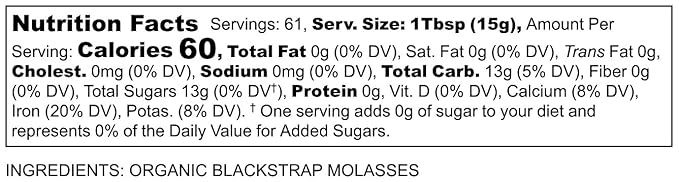 Better Than Honey Organic Blackstrap Molasses 32oz– Unsulphured Natural Molasses with Rich Flavor for Baking, Coffee, Smoothies, Pancakes & Everyday Kitchen Use