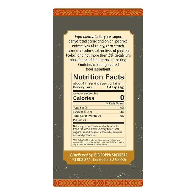 Big Poppa's Little Louie’s Garlic Salt with Black Pepper - Gluten-Free All Purpose Seasoning – Ideal as Beef, Chicken, and even Vegetable Seasoning for Cooking (14.5 Oz)