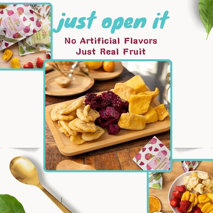 Juju-Oops Freeze-Dried Mixed Fruit 12 Bulk Packs | 1 Oz, Crunchy Healthy Snacks for Family, Holiday Gifts, Camping, Picnic, Party, Snacking with Low Calories| 100% All Natural Emergency Food, Non-GMO, No Sugar & Additives Added, Vegan, Gluten free