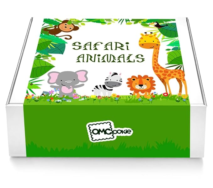 Safari Animal Cookies Theme Individually Wrapped themed Party Favors Baby Shower 24 Pack Bulk for Birthday Party Zoo Jungle Sugar Cookie