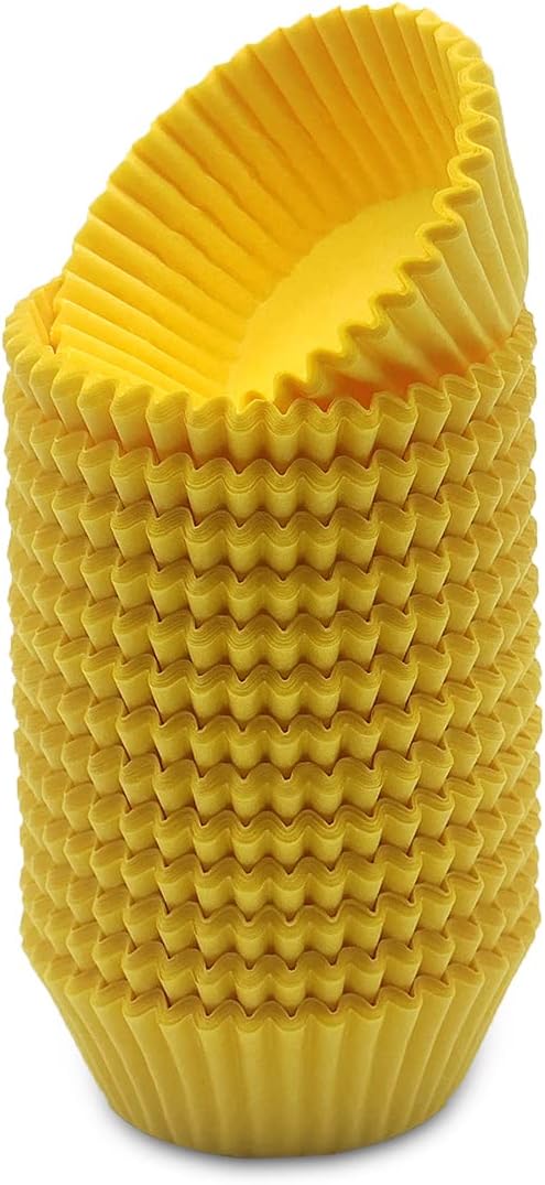 Greaseproof Mini Cupcake Liners, Premium Paper Baking Cups for Party Celebration,(Yellow, 300-count)