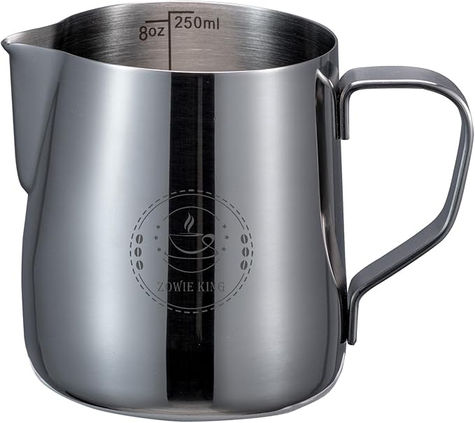 250ml Stainless Steel Milk Frothing Pitcher ??Espresso Steaming Pitchers 8 Oz, Precision Pouring for Perfect Latte Art, Frother cup, Coffee Cappuccino Jug